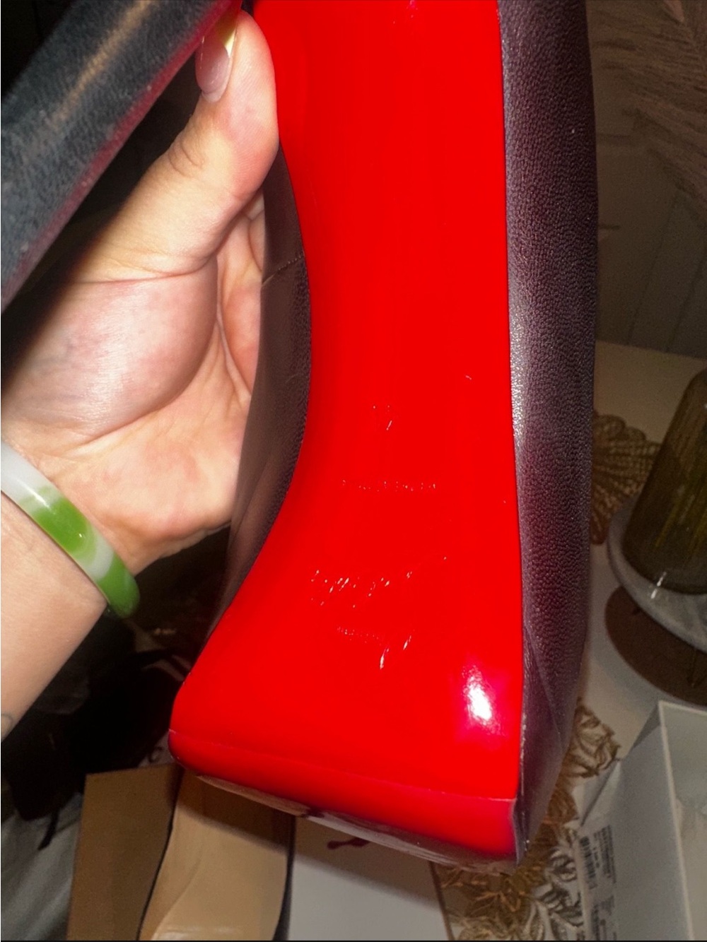 Christian Louboutin Black Leather Peep-Toe Platform Stilettos with Red Sole - Picture 3 of 4